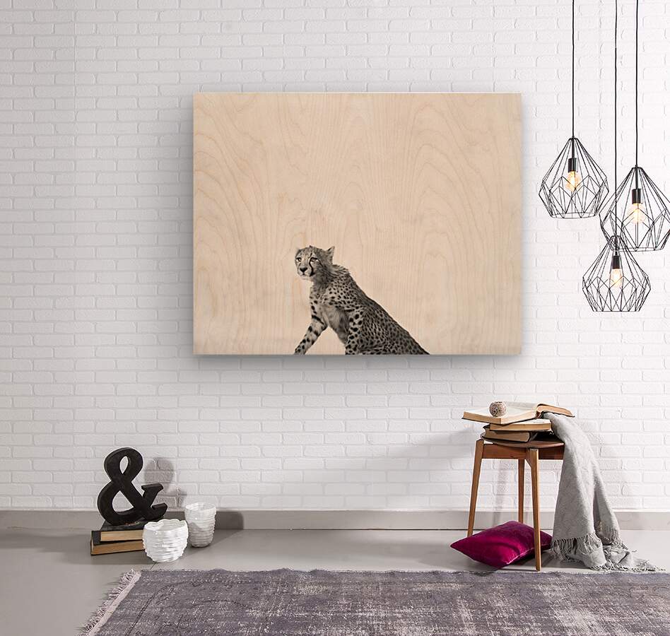 Minimalist cheetah standing up  Wood print